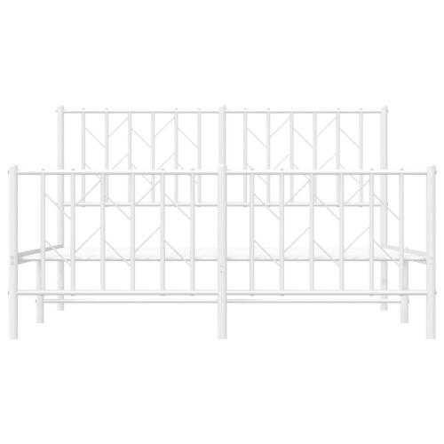 Sengeramme med sengegavl og fodgærde 135x190 cm metal hvid