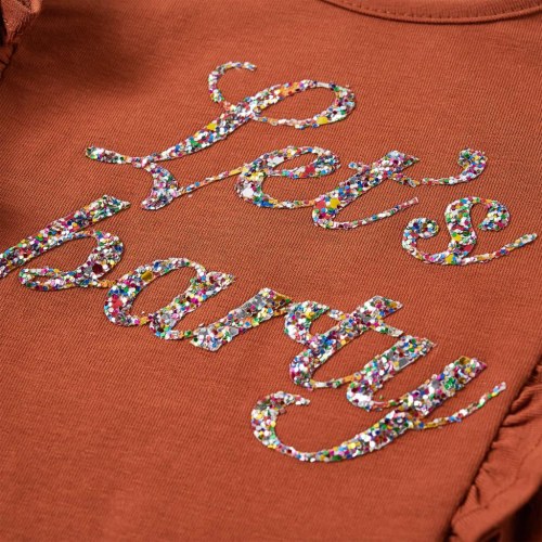 Langærmet T-shirt til børn str. 128 - cognacfarvet