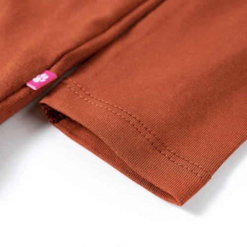 Langærmet T-shirt til børn str. 128 - cognacfarvet