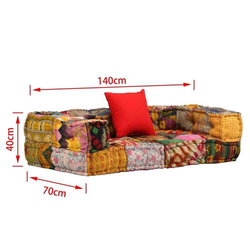 2-personers modulpuf stof patchwork