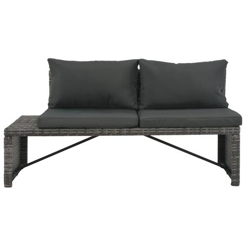 Haveloungesæt 3 dele med hynder polyrattan grå