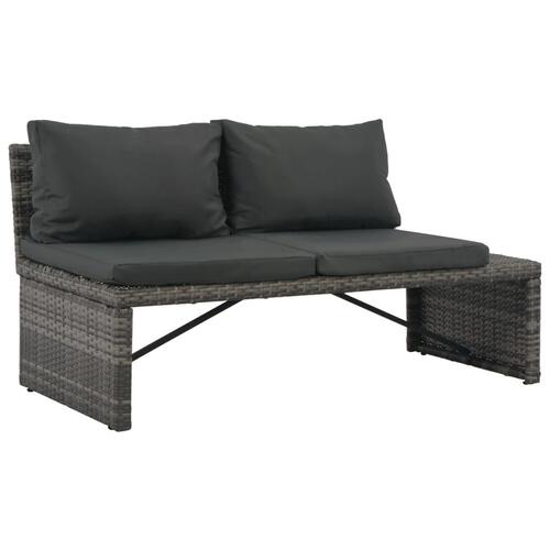 Haveloungesæt 3 dele med hynder polyrattan grå