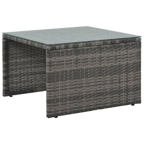 Haveloungesæt 3 dele med hynder polyrattan grå