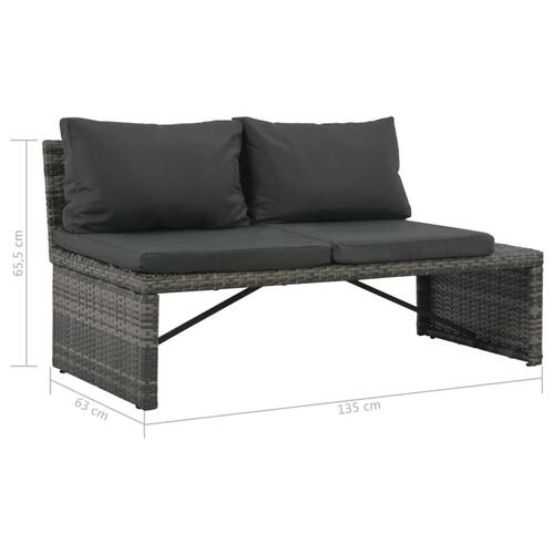 Haveloungesæt 3 dele med hynder polyrattan grå