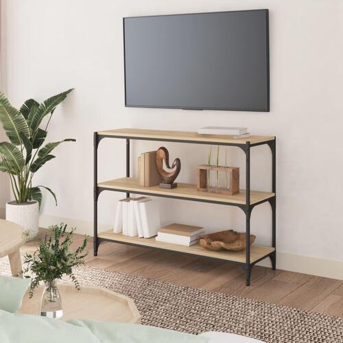 Bogreol 100x33x70,5 cm konstrueret træ og stål sonoma-eg