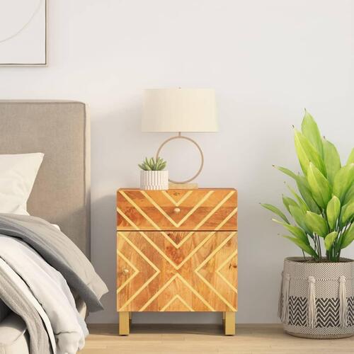 Sengebord 50x33x60 cm massivt mangotræ brun og sort