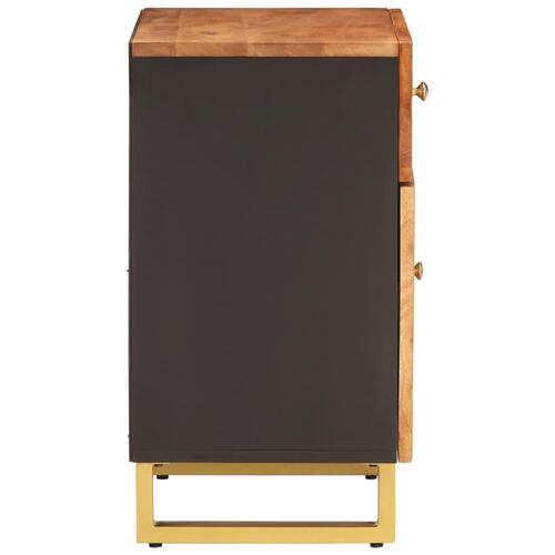 Sengebord 50x33x60 cm massivt mangotræ brun og sort