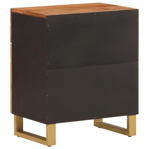 Sengebord 50x33x60 cm massivt mangotræ brun og sort