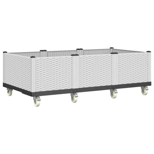 Plantekasse med hjul 150x80x54 cm PP hvid
