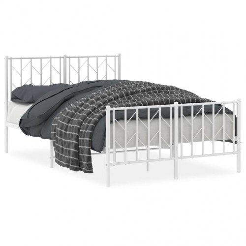 Sengeramme i metal med sengegavl og fodgærde - 120 x 190 cm, hvid