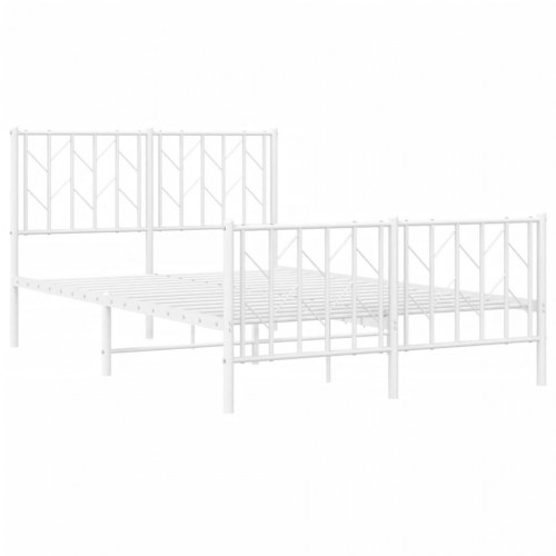 Sengeramme i metal med sengegavl og fodgærde - 120 x 190 cm, hvid