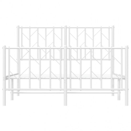 Sengeramme i metal med sengegavl og fodgærde - 120 x 190 cm, hvid