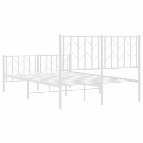 Sengeramme i metal med sengegavl og fodgærde - 120 x 190 cm, hvid