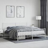 Sengeramme med sengegavl og fodgærde 180x200 cm metal hvid