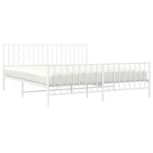 Sengeramme med sengegavl og fodgærde 180x200 cm metal hvid