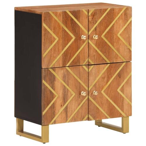 Skænk 60x33,5x75 cm massivt mangotræ brun og sort