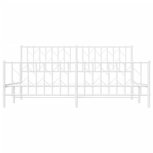 Sengeramme med sengegavl og fodgærde 180x200 cm metal hvid