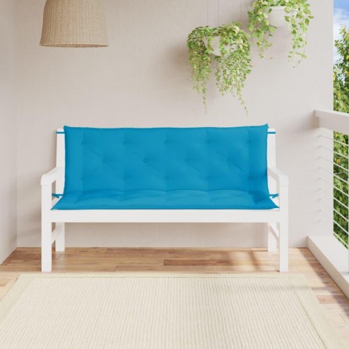 Hynder til havebænk 2 dele 150 x 50 x 7 cm - lyseblå