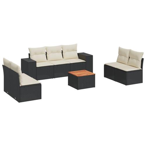 Sofasæt til haven 8 dele med hynder polyrattan sort
