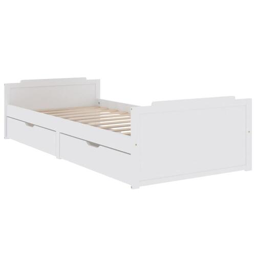Sengeramme med skuffer 90x200 cm massivt fyrretræ hvid