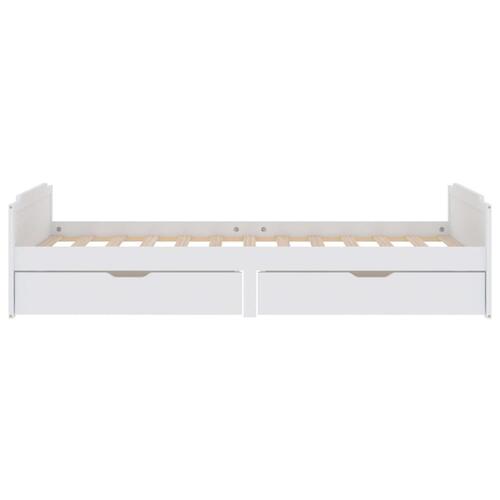 Sengeramme med skuffer 90x200 cm massivt fyrretræ hvid