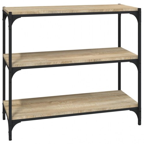Bogreol i sonoma-eg med stålramme - 80 × 33 × 70,5 cm, 3 hylder