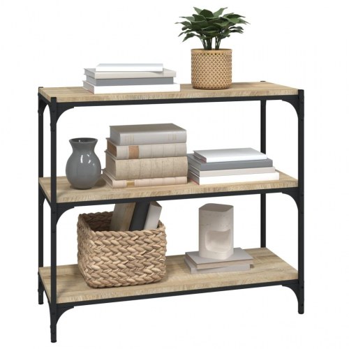 Bogreol i sonoma-eg med stålramme - 80 × 33 × 70,5 cm, 3 hylder