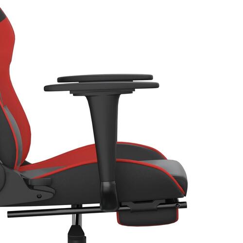 Gamingstol m. massagefunktion og fodstøtte kunstlæder sort rød