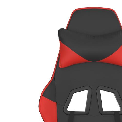 Gamingstol m. massagefunktion og fodstøtte kunstlæder sort rød
