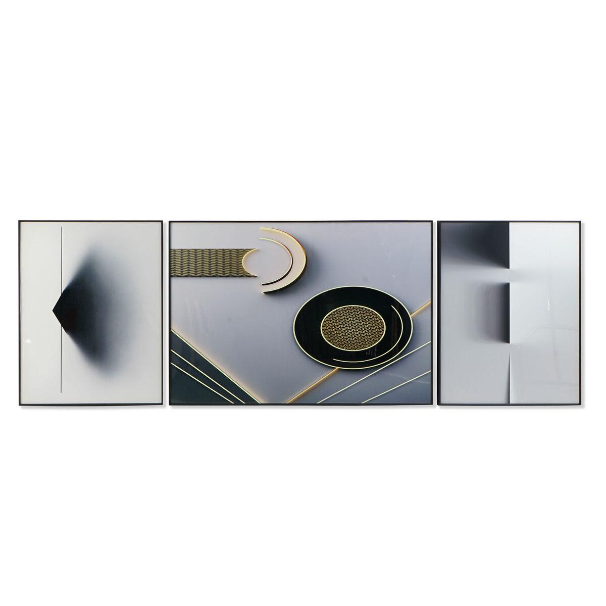 Sæt med 3 abstrakte malerier - sort/grå, 240 × 3 × 80 cm