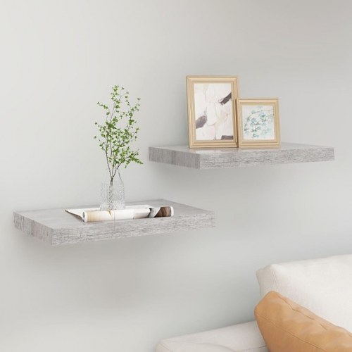 Væghylder 2 stk. 40×23×3,8 cm i MDF - betongrå