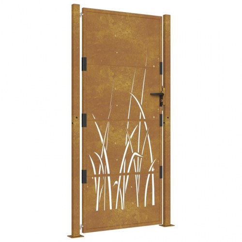 Havelåge i cortenstål 100×200 cm - græsdesign, låsbar