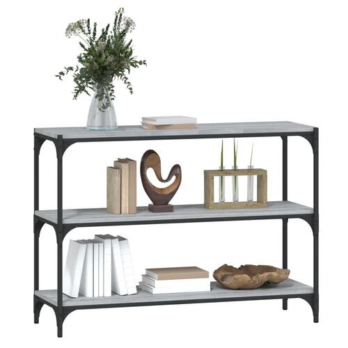 Bogreol 100x33x70,5 cm konstrueret træ og stål grå sonoma-eg