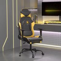 Gamingstol m. massage og fodstøtte kunstlæder sort guldfarvet