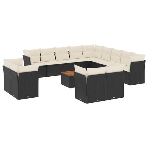 Sofasæt til haven 14 dele med hynder polyrattan sort
