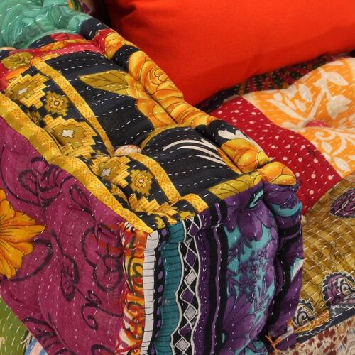 2-personers modulpuf stof patchwork