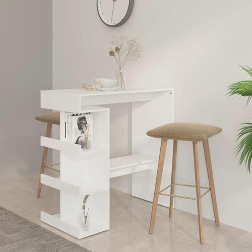 Barbord med opbevaringsstativ 100x50x101,5 cm spånplade hvid