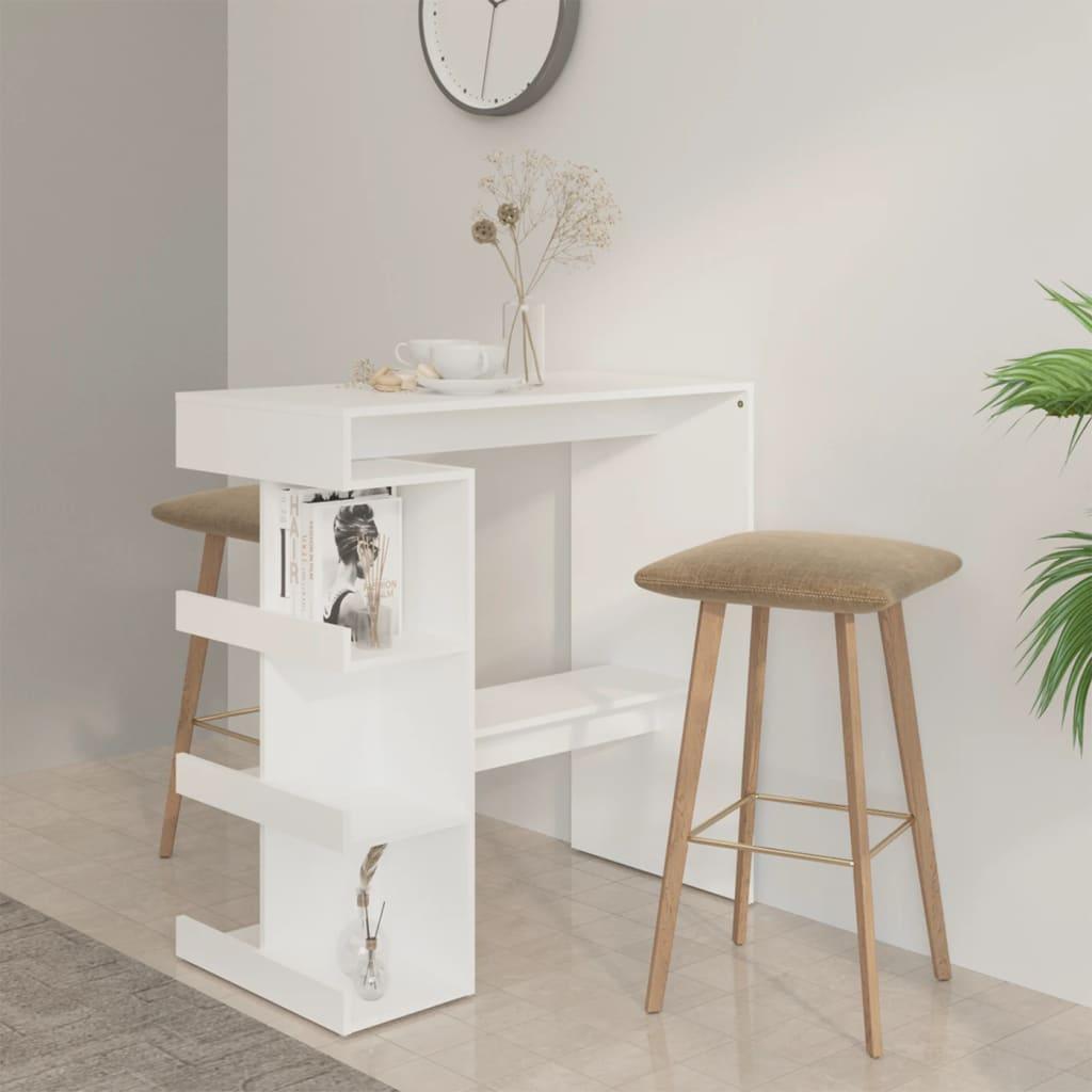 Barbord med opbevaringsstativ 100x50x101,5 cm spånplade hvid
