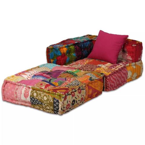 2-personers modulpuf stof patchwork