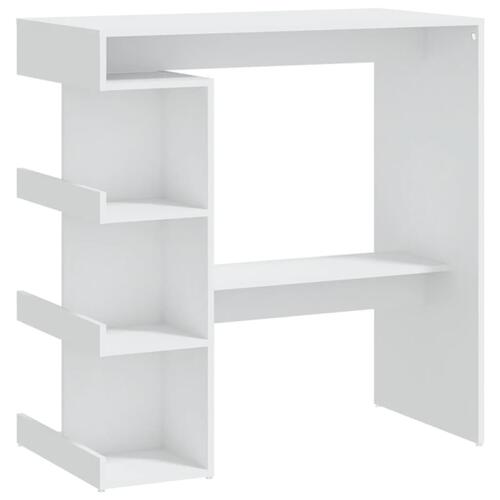 Barbord med opbevaringsstativ 100x50x101,5 cm spånplade hvid