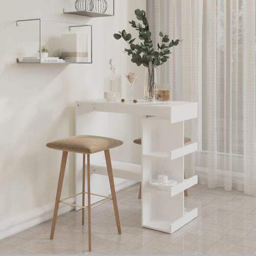 Barbord med opbevaringsstativ 100x50x101,5 cm spånplade hvid
