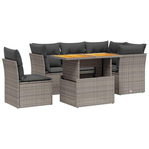 Sofasæt 5 dele med hynder polyrattan grå