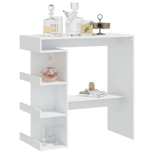Barbord med opbevaringsstativ 100x50x101,5 cm spånplade hvid