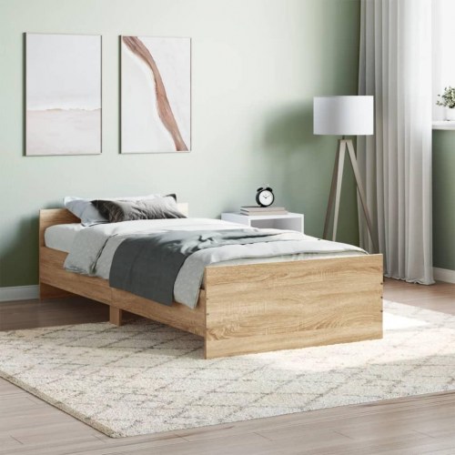 Sengeramme 90x190 cm i konstrueret træ - sonoma-eg