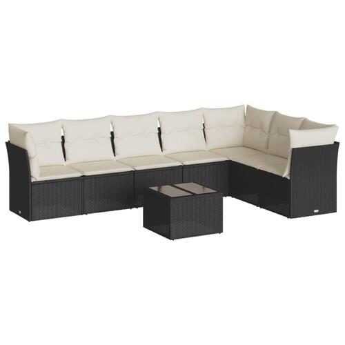 Sofasæt til haven 8 dele med hynder polyrattan sort