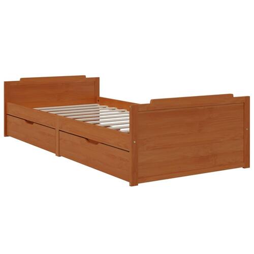 Sengeramme med skuffer 90x200 cm massivt fyrretræ gyldenbrun