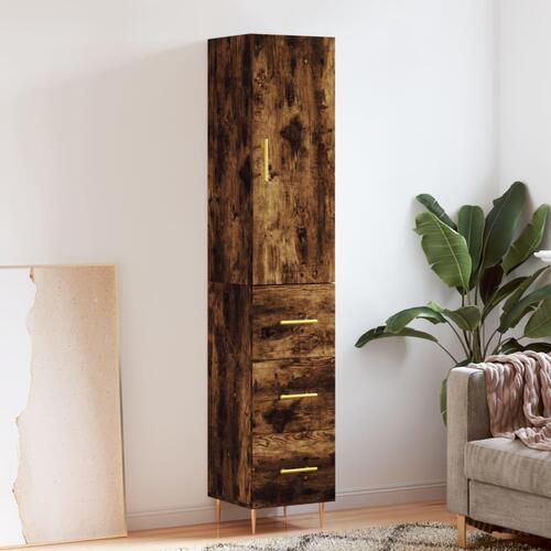 Skab 34,5x34x180 cm konstrueret træ røget egetræ