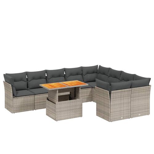 Sofasæt til haven 10 dele med hynder polyrattan grå