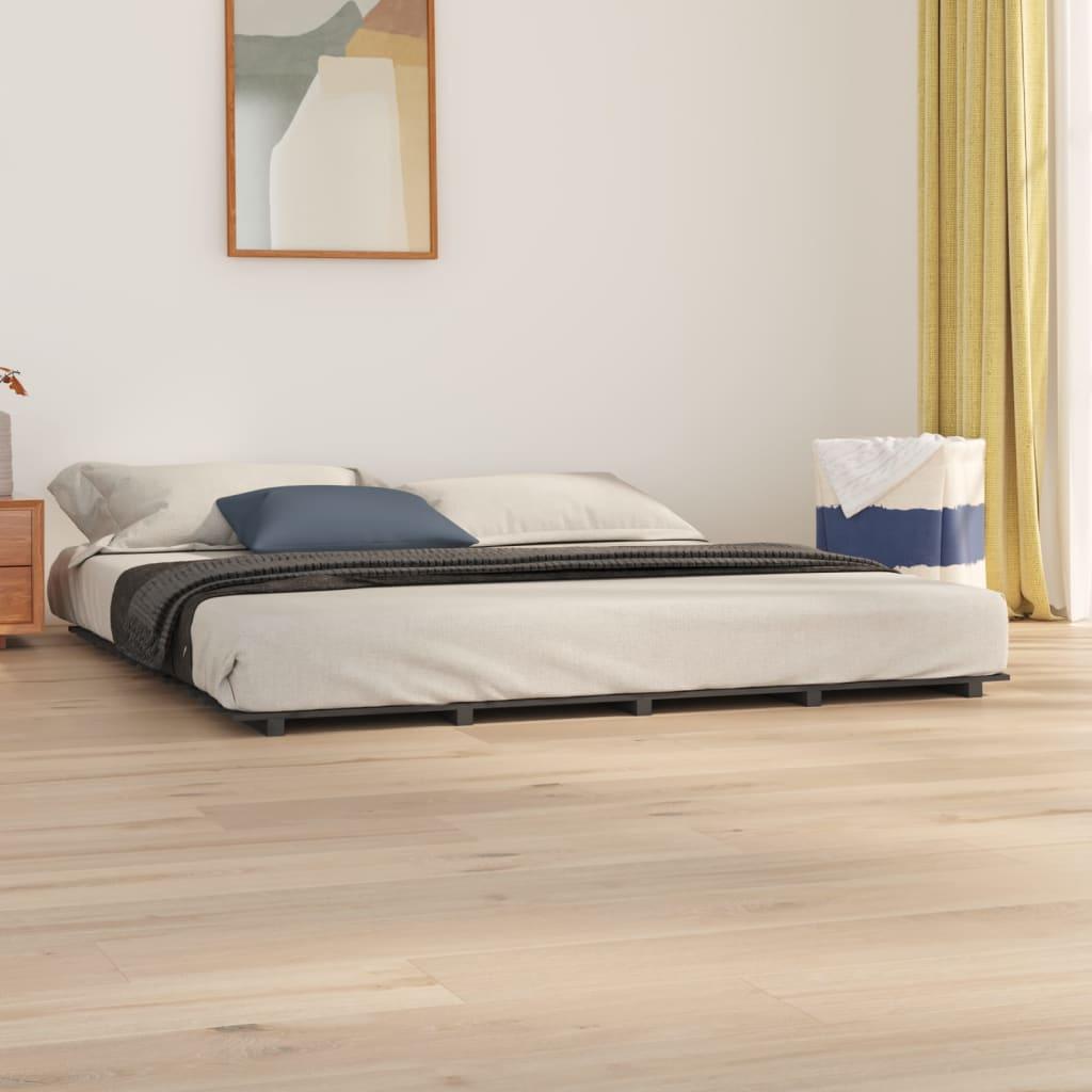 Sengeramme 200x200 cm massivt fyrretræ grå
