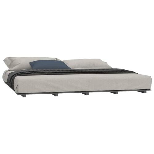 Sengeramme 200x200 cm massivt fyrretræ grå